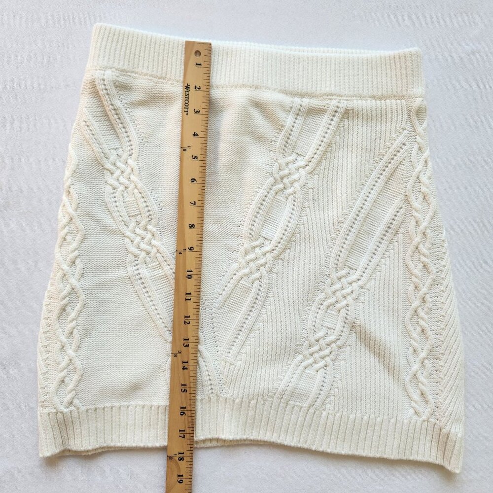 Maeve Anthropologie Cable Knit Cream Mini Skirt Fall Winter Cozy Casual Preppy - Picture 9 of 9